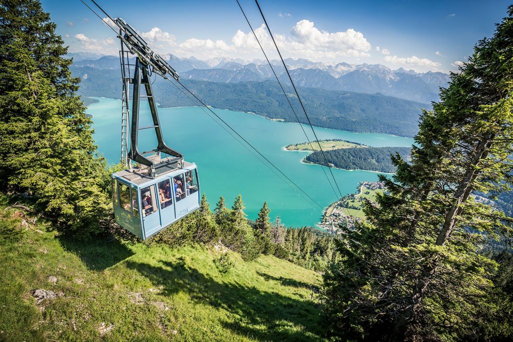 Blick von oben - Die Herzogstandbahn ist fast an der Bergstation angekommen. - © Gemeinde Kochel am See