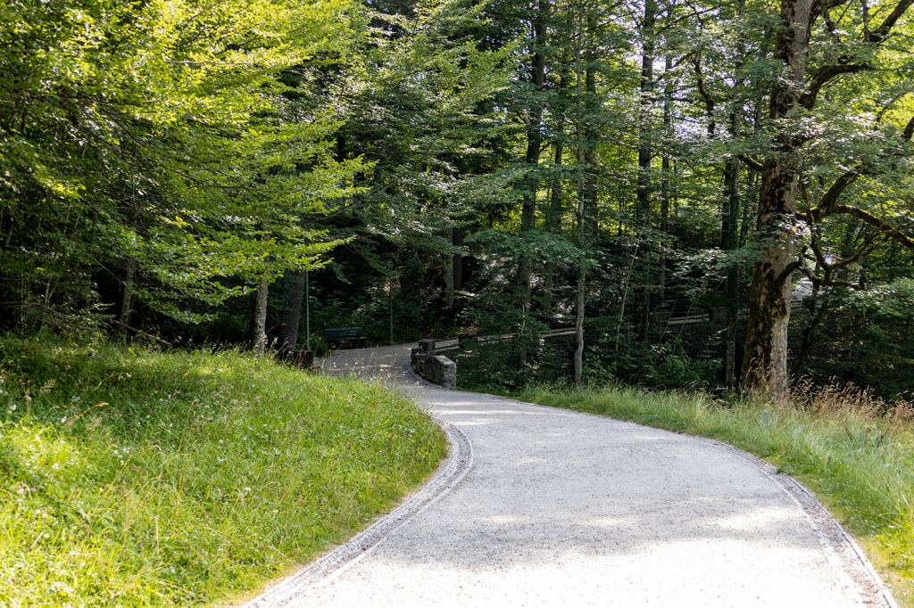 Schloss Linderhof - Wie gesagt - erst kommt der Fußweg. Der Eintritt in den Schlosspark ist übrigens frei. Kosten entstehen erst bei einer Führung durch das Schloss und beim Besuch der Venusgrotte. - © alpintreff.de / christian Schön